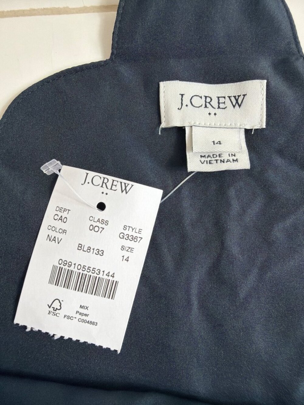 J.Crew Factory Scalloped Cami Tank Top Navy Blue Size 14 NWT - Picture 5 of 12